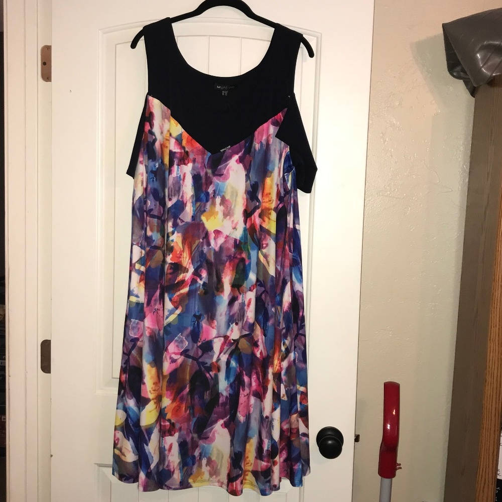 MYNT 1792 Cold-Shoulder Watercolor Dress, 4x